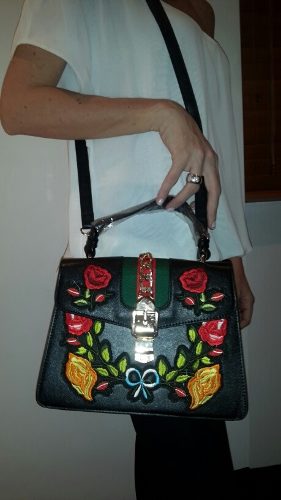 Cartera Bordada Estilo Gucci Semi-cuero Totalmente Nueva