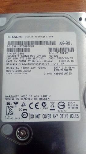 Disco Duro 500gb Sata 3.0 Hitachi