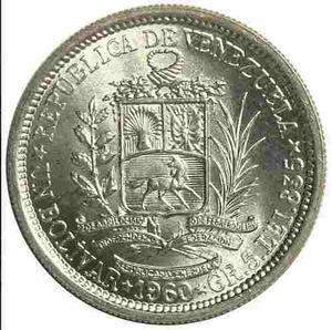 Agradable Bolivar De Plata Moneda De Venezuela De  Au.