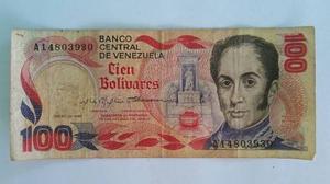 Billete 100 Bolivares Rojo Banco Central De Venezuela 