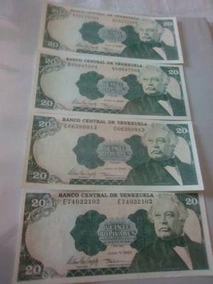 Billetes De 20 Bolivares De  Unc Letras A,b,c,e