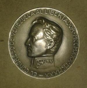 Medallon De El Congreso De Venezuela Al Libertador