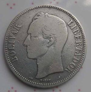 Moneda Plata Ley 5 Bolívares Fuerte 