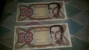 Par De Billetes De 100 Bolivares  Seriales Consecutivos
