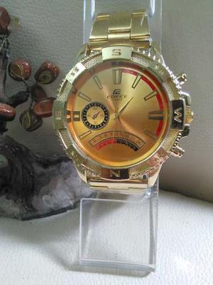 Reloj De Caballero Dorado Moda 