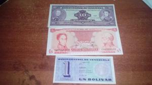 Trio De Billetes De Venezuela Con Seriales Terminales A/u