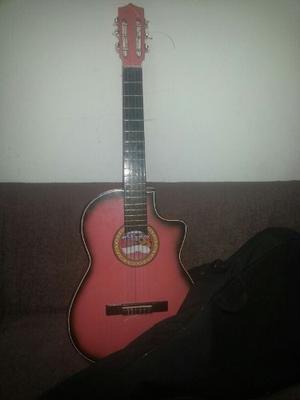 Guitarra Acustica Rosada Con Forro