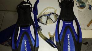 Us Divers Proflex Set Snorkel, Visor, Chapaletas Y Bolso