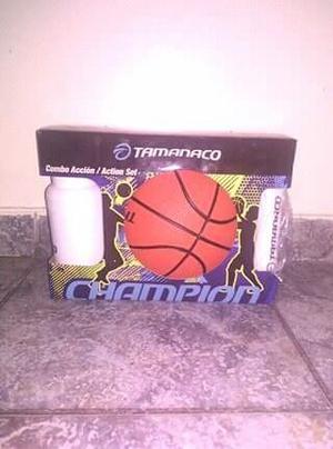 Kit De Basket Infantil Tamanaco. Pelota, Inflador Y Termo