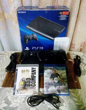 Playstation 3 Super Slim 500 Gb + 2 Controles + Juegos