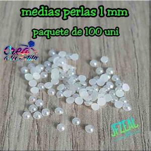 Medias Perlas Blancas Y Perladas De 1mm, Pqt De 100 Und,