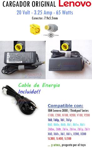 Cargador Laptop Lenovo Thinkpad Original, R,otras.