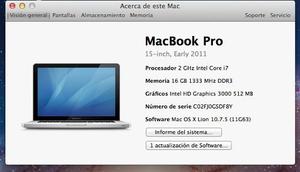 Macbook Pro I7 15p 4 Nucleos 16g Ram 500g Disco Duro