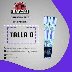 Cinturón De Artes Marciales Raya Morado, Talla 0, Banzai