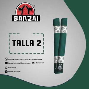 Cinturón De Artes Marciales Verde, Talla 2, Banzai