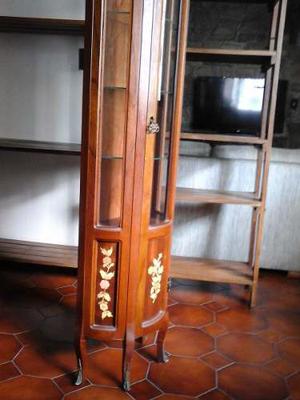 Vitrina Columna O Esquinera De Madera Antigua Tipo Bombe