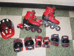 Patines En Linea Ajustables Con Sus Accesorios.