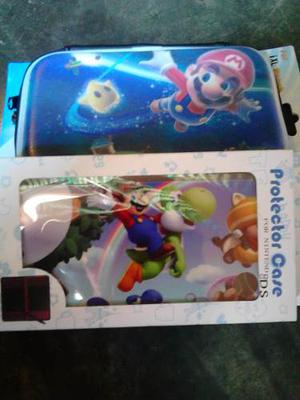 Combo Estuche De Mario +protector Animado Para Dsxl