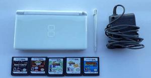 Nintendo Ds Lite Blanco + 5 Juegos Originales + Estuche