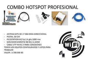 Combo Hotspot Picostation + Mikrotik + Antena