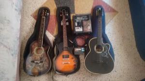 3 Guitarras: Electrica, Acustica Y Clasica Combo Negociable