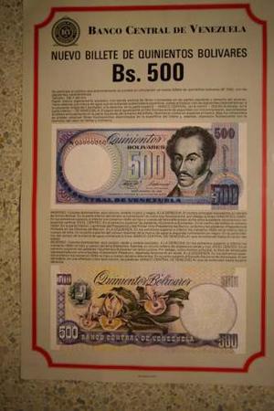 Afiche De Puesta En Circulaciòn Billete 500 Bolivares .