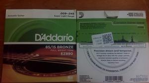 Cuerdas Metal Guitarra Acústica D'addario.009 Nuevas