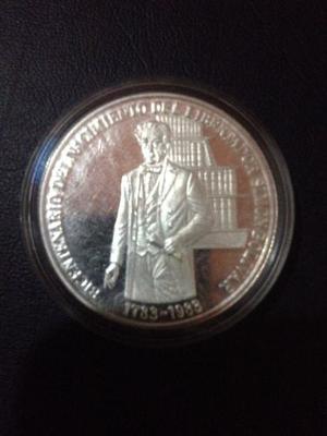 Moneda De Plata Bicentenario Del Nacimiento Del Libertador