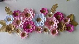 Combo De Flores De Papel Y Cartulina,bautizo, Bodas Vintage