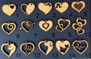 Dijes Corazones En Mdf Crudo De 3mm