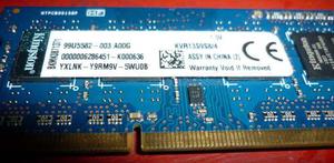 Memoria Para Laptop Ddr3 4 Gb  Mhz Kingston Certificada