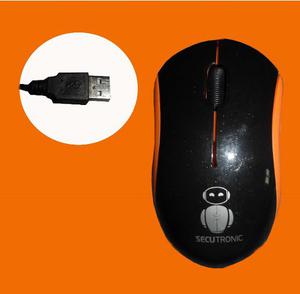 Mouse Raton Usb Con Scroll Cable 1.3mts Negro/naranja Nuevo
