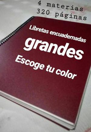 Libretas - Cuadernos Grandes 4 Materias, Unicolor.