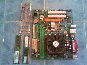 Tarjeta Madre Amd Con Su Procesador Y 2 Memorias Ram Combo