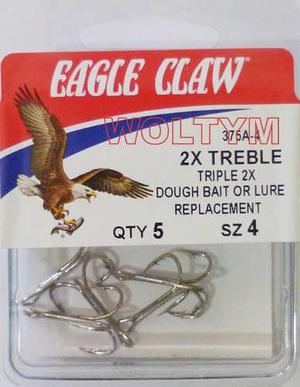 5 Tripochetas Eagle Claw Anzuelo Triple Tripocheta # 4 2x