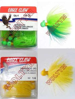 Caja (04) Señuelos Pescar Pluma Jigs Marabú 1/4oz Eagle