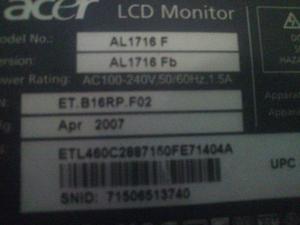 Monitor Lcd Acer Modelo Al