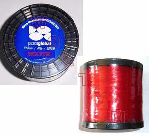 Nylon De Pescar 0,50mm 40lb Bobina m Rojo Monofilamento