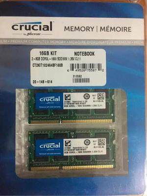 Memorias Ram Ddr3l Kit 16gb Crucial Laptop Totalmente Nuevas