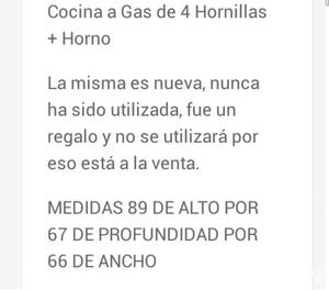 cocina de 4 hornillas + horno