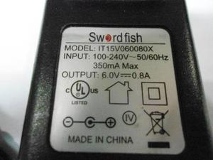 Cargador Sword Fish 6v-0.8a Conector 3.5mm Como El De Audio