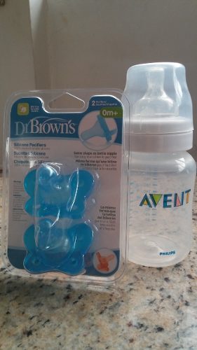 Combo, Tetero Avent Philips 9 Oz Y Chupones Dr. Brown's