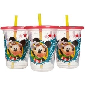 Set De 3 Vasos Mickey Con Pitillo Disney Bebes Niños