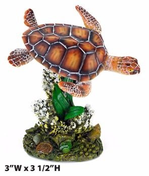 Penn Plax Adorno Resina Tortuga En Coral, 8 X 9 Cms