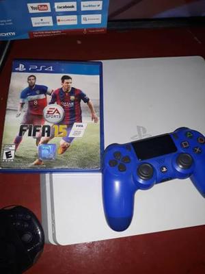 Playstation 4 Slim Blanco + Control Azul Y Juego