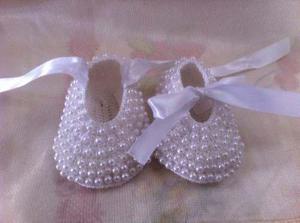 Zapatos De Perlas Tejidos Para Bebe Niña, Bautizo Fiesta