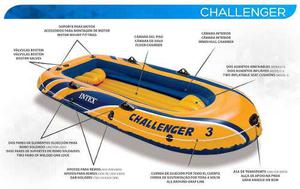 Bote Inflable Challenger 3, Bomba, Remos De Lona Casi Nuevo