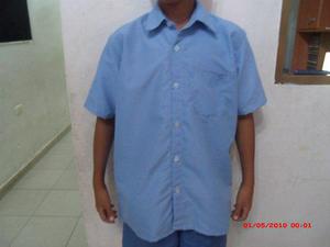 Camisa Escolar Color Azul