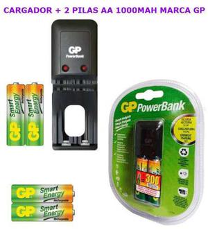 Cargador + 2 Unidades Aa 1000mah Recargable Control Gp Ccc