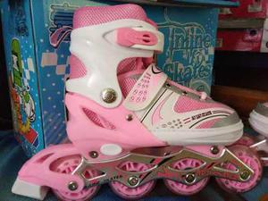 Hermosos Patines Lineales Con Luces + Kit De Protección